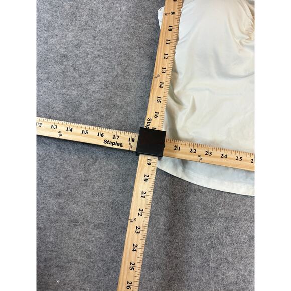 Energie Cami Top Womens L White Ruched Built In Bra Spaghetti Strap Fitted Tank - Picture 6 of 7